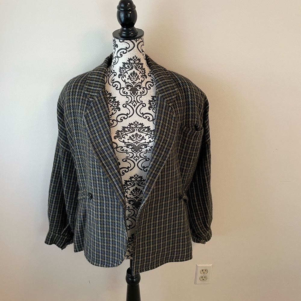 Christian Aujard Paris vintage 1980’s power shoulder pads herringbone jacket